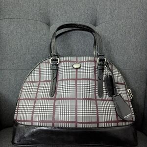 Coach Black and Gray Checkered Satchel